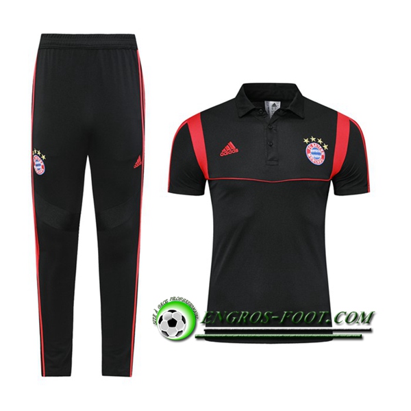 Engros-foot: Ensemble Polo Bayern Munich + Pantalon Noir 2019 2020 Thailande