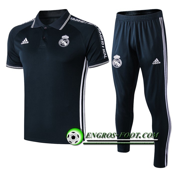 Engros-foot: Ensemble Polo Real Madrid + Pantalon Gris Fonce 2019 2020 Thailande