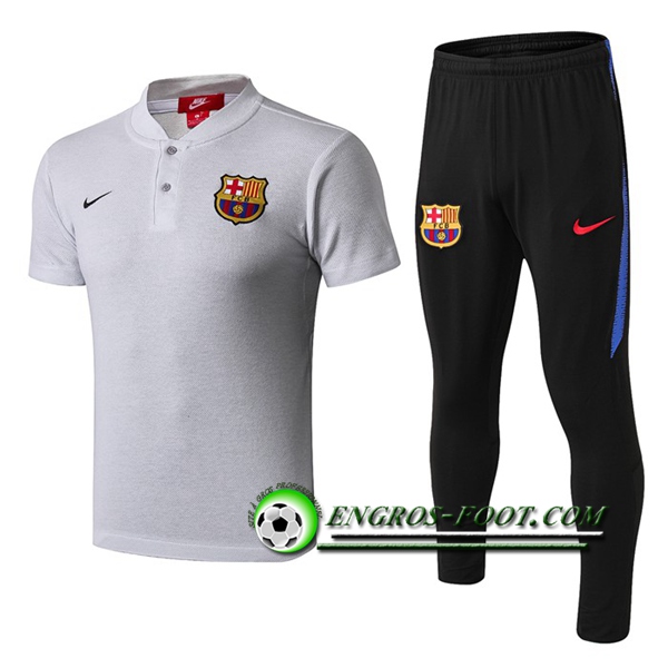 Engros-foot: Ensemble Polo FC Barcelone + Pantalon Gris clair 2019 2020 Thailande