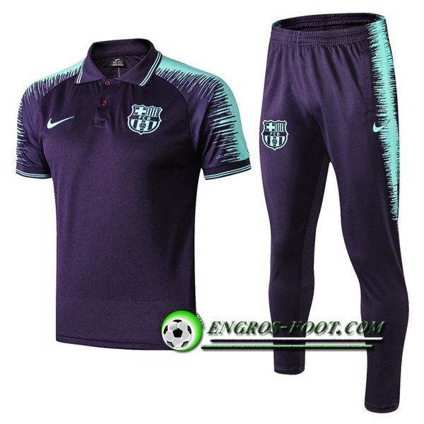 Engros-foot: Ensemble Polo FC Barcelone + Pantalon Bleu Fonce/Vert 2019 2020 Thailande