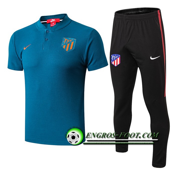 Engros-foot: Ensemble Polo Atletico Madrid + Pantalon Bleu 2019 2020 Thailande