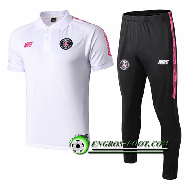 Engros-foot: Ensemble Polo Paris PSG NIKE + Pantalon Blanc/Rose 2019 2020 Thailande