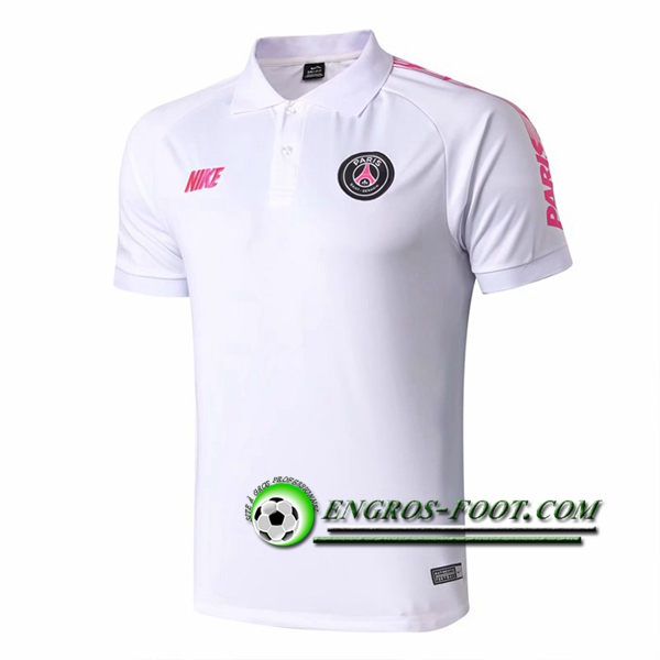 Engros-foot: Polo Foot Paris PSG NIKE Blanc/Rose 2019 2020 Thailande