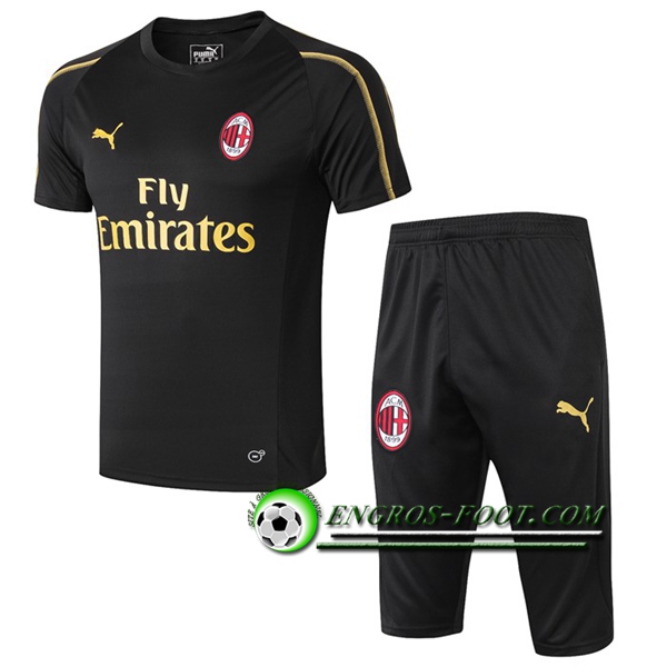 Engros-foot: Ensemble PRé MATCH Training Milan AC + Pantalon 3/4 Noir 2019 2020 Thailande