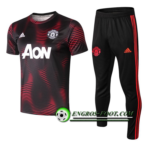 Engros-foot: Ensemble PRé MATCH Training Manchester United + Pantalon Rouge/Noir 2019 2020 Thailande