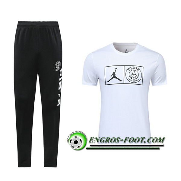 Engros-foot: Ensemble Training T-Shirts PSG Jordan + Pantalon Blanc 2019 2020 Thailande