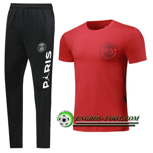 Engros-foot: Ensemble Training T-Shirts PSG Jordan + Pantalon Rouge 2019 2020 Thailande