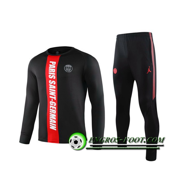 Engros-foot: Ensemble Training T-Shirts PSG + Pantalon Noir/Rouge Manche longue 2019 2020 Thailande