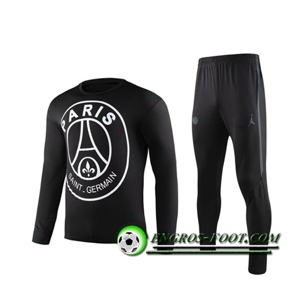 Engros-foot: Ensemble Training T-Shirts PSG + Pantalon Noir Manche longue 2019 2020 Thailande