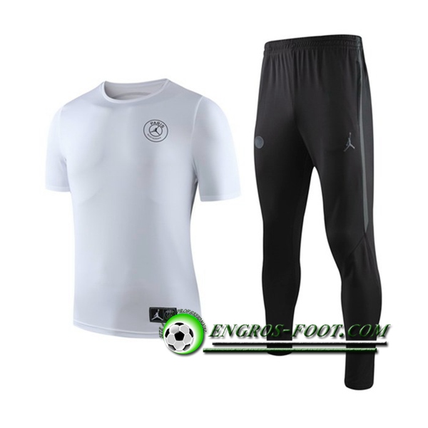 Engros-foot: Ensemble Training T-Shirts PSG + Pantalon Blanc 2019 2020 Thailande