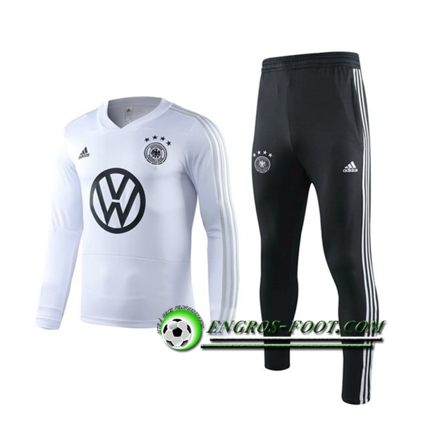 Engros-foot: Ensemble Training T-Shirts Allemagne + Pantalon Blanc Manche longue 2019 2020 Thailande