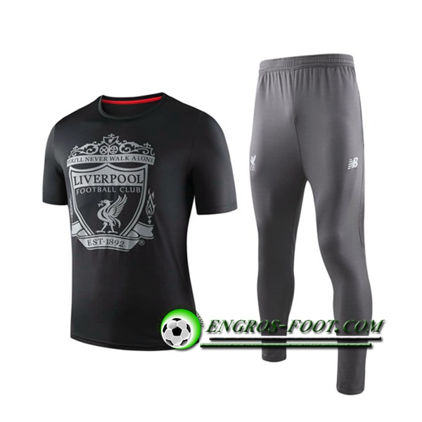 Engros-foot: Ensemble Training T-Shirts Liverpool + Pantalon Noir 2019 2020 Thailande