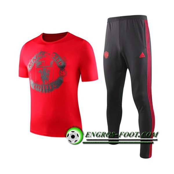 Engros-foot: Ensemble Training T-Shirts Manchester United + Pantalon Rouge 2019 2020 Thailande