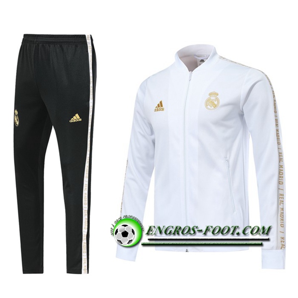 Engros-foot: Ensemble Survetement Foot - Veste Real Madrid Blanc 2019 2020 Thailande