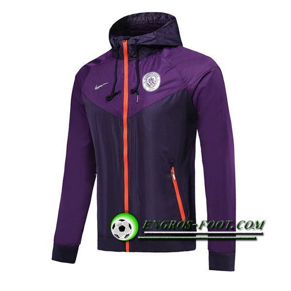 Engros-foot: Veste Foot Sweat A Capuche Manchester City Pourpre 2019 2020 Thailande