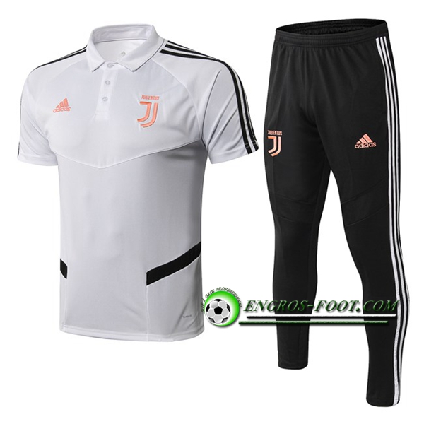 Engros-foot: Ensemble Polo Juventus + Pantalon Blanc/Noir 2019 2020 Thailande