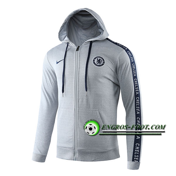 Engros-foot: Capuche Sweatshirt Training FC Chelsea Gris 2019 2020 Thailande