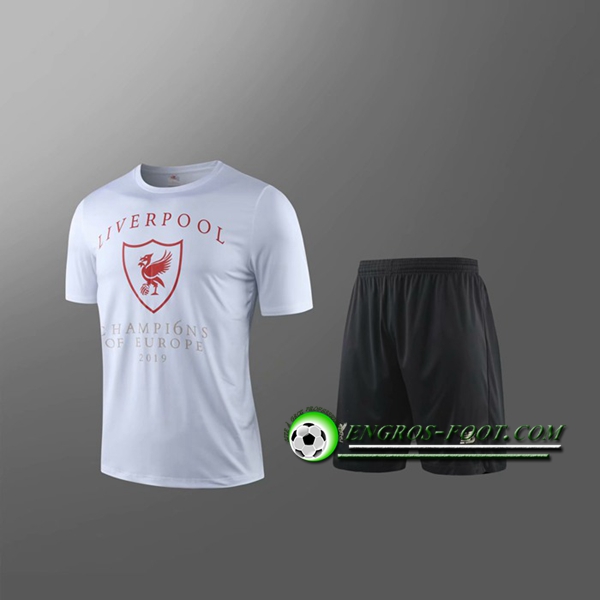 Engros-foot: Maillot Foot FC Liverpool + Shorts Enfants Blanc 2019 2020 Thailande