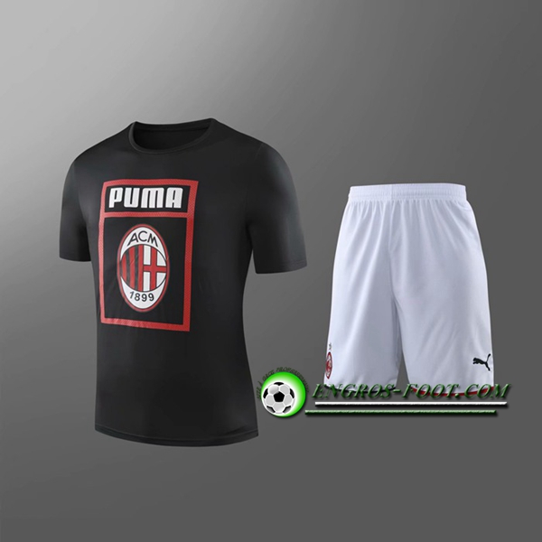 Engros-foot: Maillot Foot Milan AC + Shorts Enfants Noir 2019 2020 Thailande