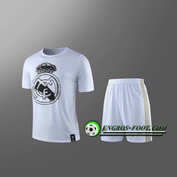 Engros-foot: Maillot Foot Real Madrid + Shorts Enfants Blanc 2019 2020 Thailande