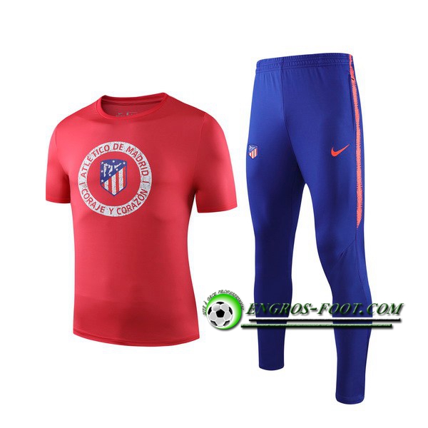 Engros-foot: Ensemble Training T-Shirts Atletico Madrid + Pantalon Rouge 2019 2020 Thailande