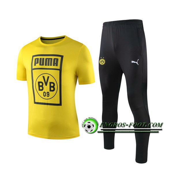 Engros-foot: Ensemble Training T-Shirts Dortmund BVB + Pantalon Jaune 2019 2020 Thailande