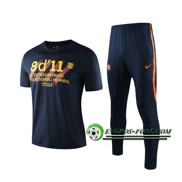 Engros-foot: Ensemble Training T-Shirts FC Barcelone + Pantalon Noir 2019 2020 Thailande