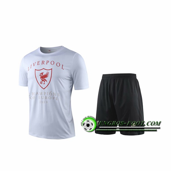 Engros-foot: Ensemble Training T-Shirts FC Liverpool + Shorts Blanc 2019 2020 Thailande