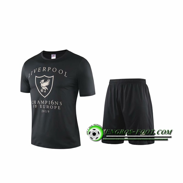 Engros-foot: Ensemble Training T-Shirts FC Liverpool + Shorts Noir/Blanc 2019 2020 Thailande