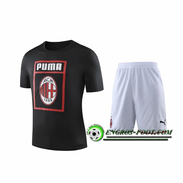 Engros-foot: Ensemble Training T-Shirts Milan AC + Shorts Noir 2019 2020 Thailande