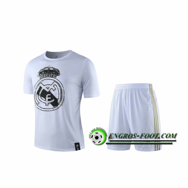 Engros-foot: Ensemble Training T-Shirts Real Madrid + Shorts Blanc 2019 2020 Thailande