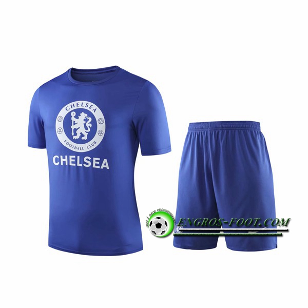 Engros-foot: Ensemble Training T-Shirts FC Chelsea + Shorts Bleu 2019 2020 Thailande