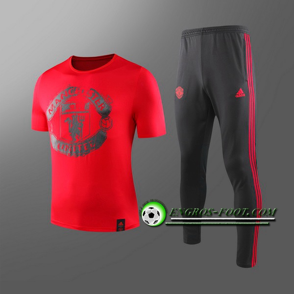 Engros-foot: Ensemble Training T-Shirts Manchester United Enfants + Pantalon Rouge 2019 2020 Thailande