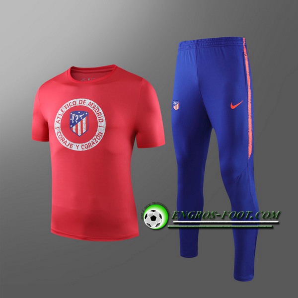 Engros-foot: Ensemble Training T-Shirts Atletico Madrid Enfants + Pantalon Rouge 2019 2020 Thailande