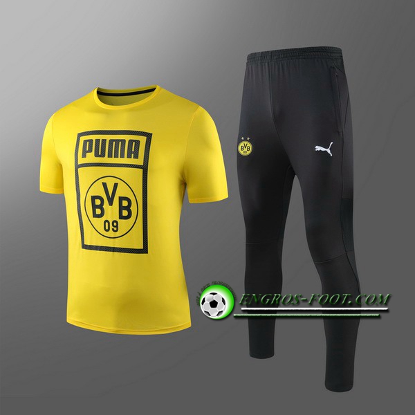 Engros-foot: Ensemble Training T-Shirts Dortmund BVB Enfants + Pantalon Jaune 2019 2020 Thailande