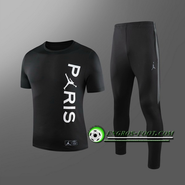 Engros-foot: Ensemble Training T-Shirts PSG Jordan Enfants + Pantalon Noir 2019 2020 Thailande