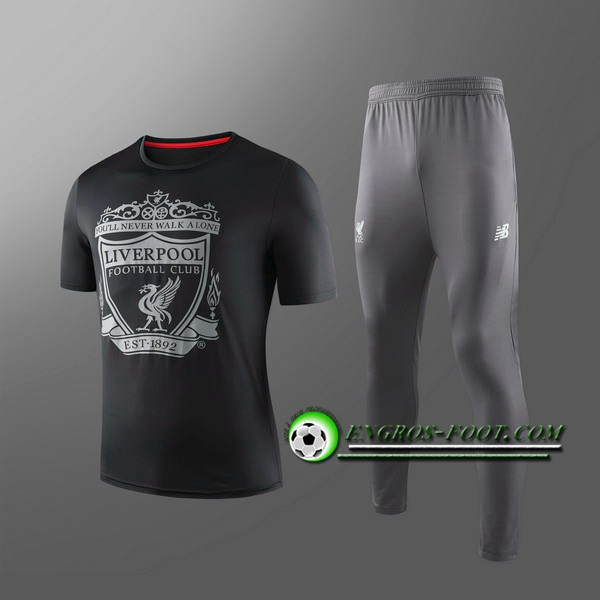 Engros-foot: Ensemble Training T-Shirts Liverpool Enfants + Pantalon Noir 2019 2020 Thailande