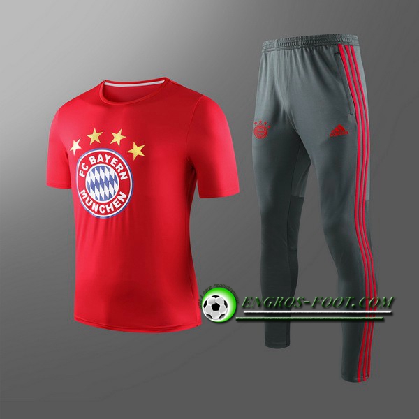 Engros-foot: Ensemble Training T-Shirts Bayern Munich Enfants + Pantalon Rouge 2019 2020 Thailande