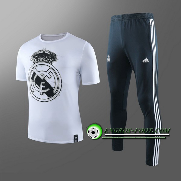 Engros-foot: Ensemble Training T-Shirts Real Madrid Enfants + Pantalon Blanc 2019 2020 Thailande