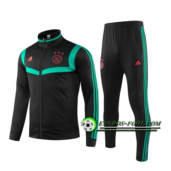 Engros-foot: Ensemble Survetement Foot - Veste AFC Ajax Vert/Noir 2019 2020 Thailande