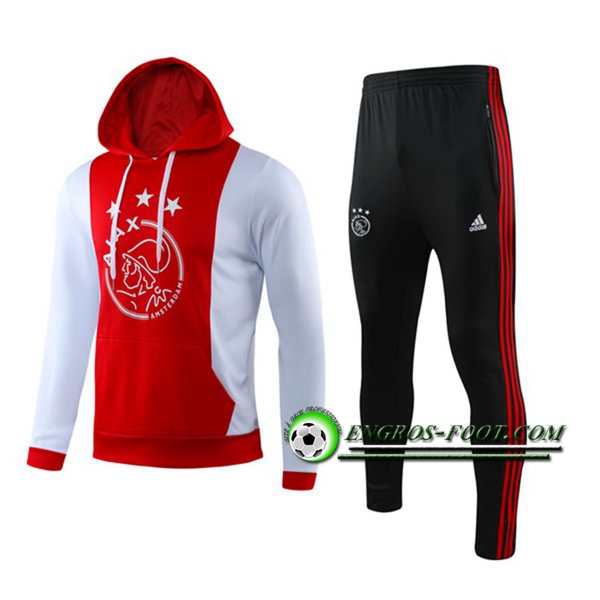 Engros-foot: Ensemble Capuche Survetement Foot AFC Ajax Rouge 2019 2020 Thailande