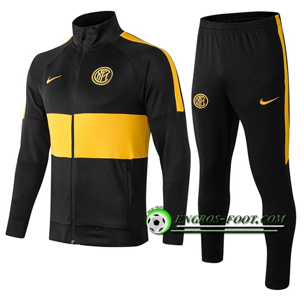 Engros-foot: Ensemble Survetement Foot - Veste Inter Milan Noir/Jaune 2019 2020 Thailande