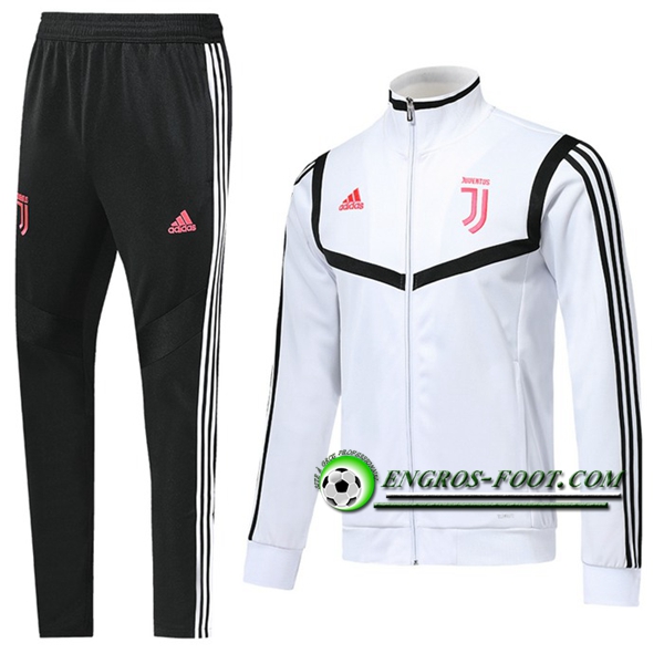 Engros-foot: Ensemble Survetement Foot - Veste Juventus Blanc/Noir 2019 2020 Thailande