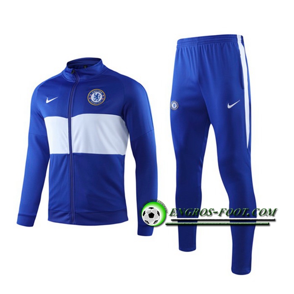 Engros-foot: Ensemble Survetement Foot - Veste FC Chelsea Bleu/Blanc 2019 2020 Thailande