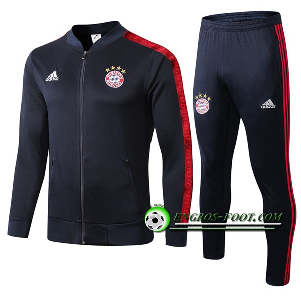 Engros-foot: Ensemble Survetement Foot - Veste Bayern Munich Bleu Fonce 2019 2020 Thailande