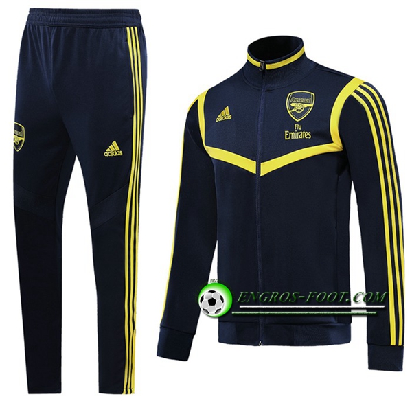 Engros-foot: Ensemble Survetement Foot - Veste Arsenal Noir/Jaune 2019 2020 Thailande