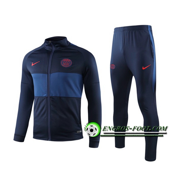 Engros-foot: Ensemble Survetement Foot - Veste PSG Bleu Fonce 2019 2020 Thailande