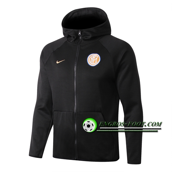 Engros-foot: Veste Foot Sweat A Capuchet Inter Milan Noir 209/2020 Thailande