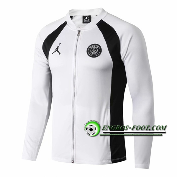 Engros-foot: Nouveaux Veste Foot PSG Jordan Blanc/Noir 2019 2020 Thailande