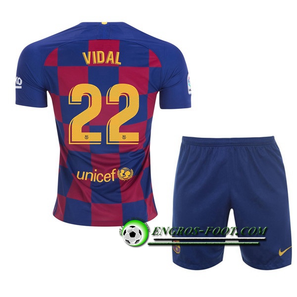 Engros-foot: Ensemble Maillot Foot FC Barcelone (VIDAL 22) Enfant Domicile 2019 2020 Thailande